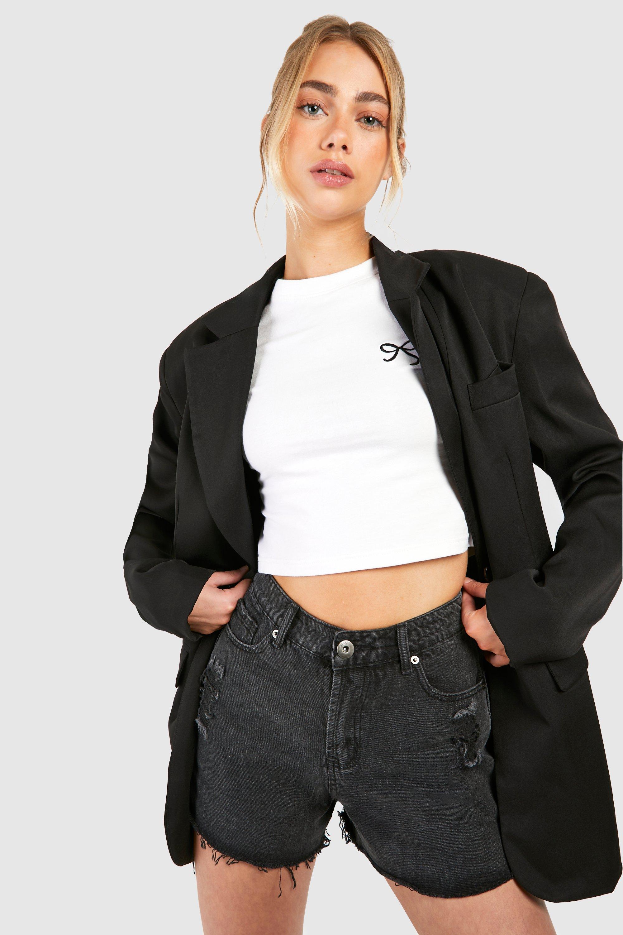 Washed Black Denim Shorts boohoo DK
